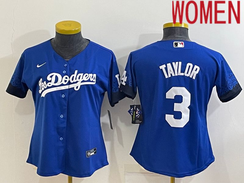 Women Los Angeles Dodgers #3 Taylor Blue City Edition Nike 2022 MLB Jerseys->women mlb jersey->Women Jersey